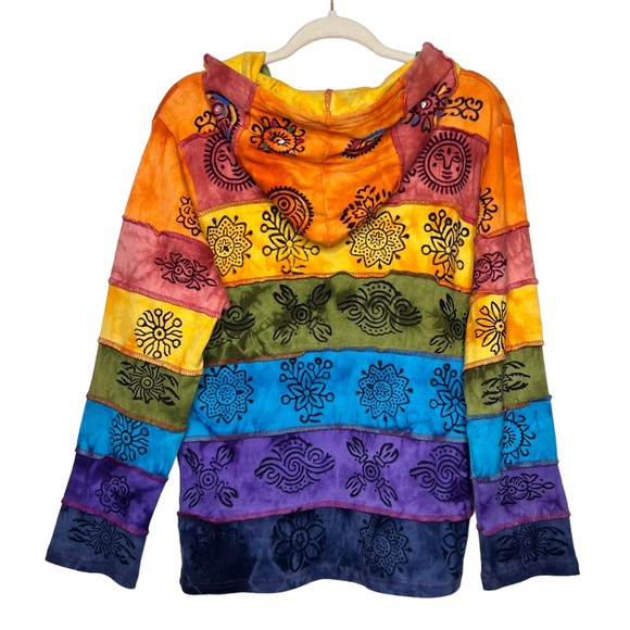 RISING INTERNATIONAL Handmade Multi Patch Cotton Hoodie Jacket. Size Small - Picture 3 of 9